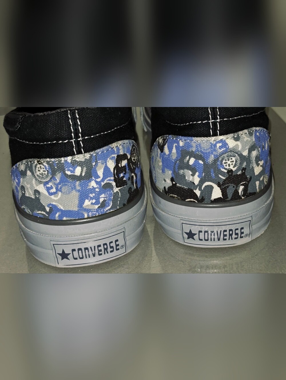 Converse Gas Mask Camouflage Print Low Top Slip On Sneakers - Blue/Gray/Black